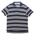 TOMMY HILFIGER Mens Navy & White Striped Short Sleeve Polo Shirt M Cotton Blend