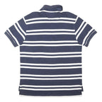 TOMMY HILFIGER Mens Navy & White Striped Short Sleeve Polo Shirt M Cotton Blend