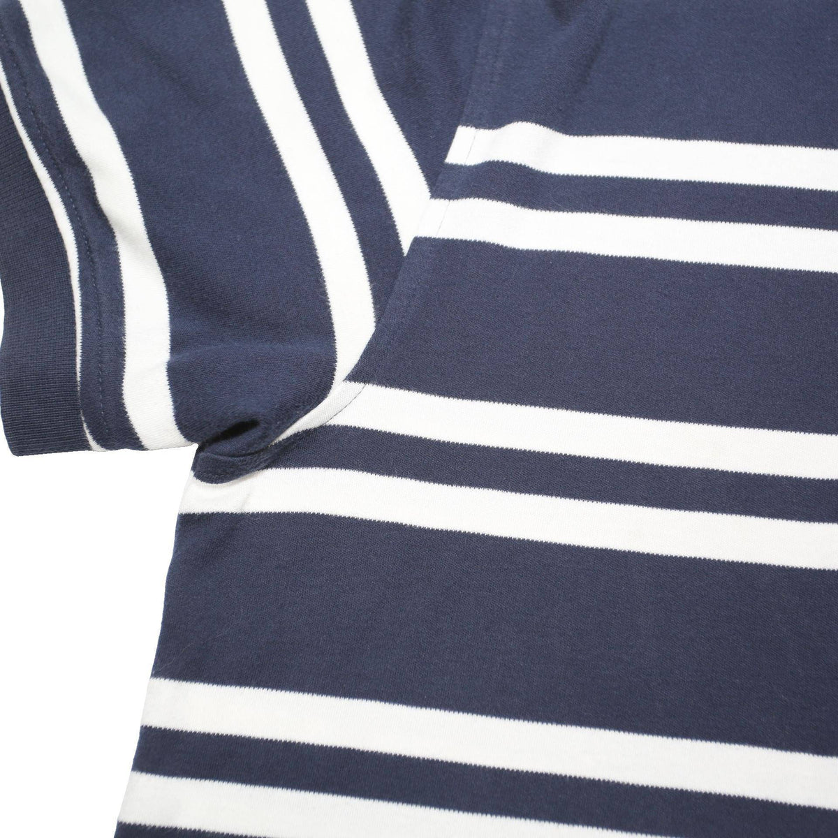 TOMMY HILFIGER Mens Navy & White Striped Short Sleeve Polo Shirt M Cotton Blend
