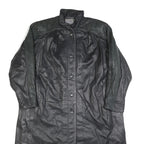 WEILEMANN Womens Black Leather Button Jacket L Leather Long Sleeve Classic