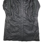 WEILEMANN Womens Black Leather Button Jacket L Leather Long Sleeve Classic