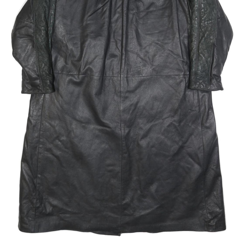 WEILEMANN Womens Black Leather Button Jacket L Leather Long Sleeve Classic