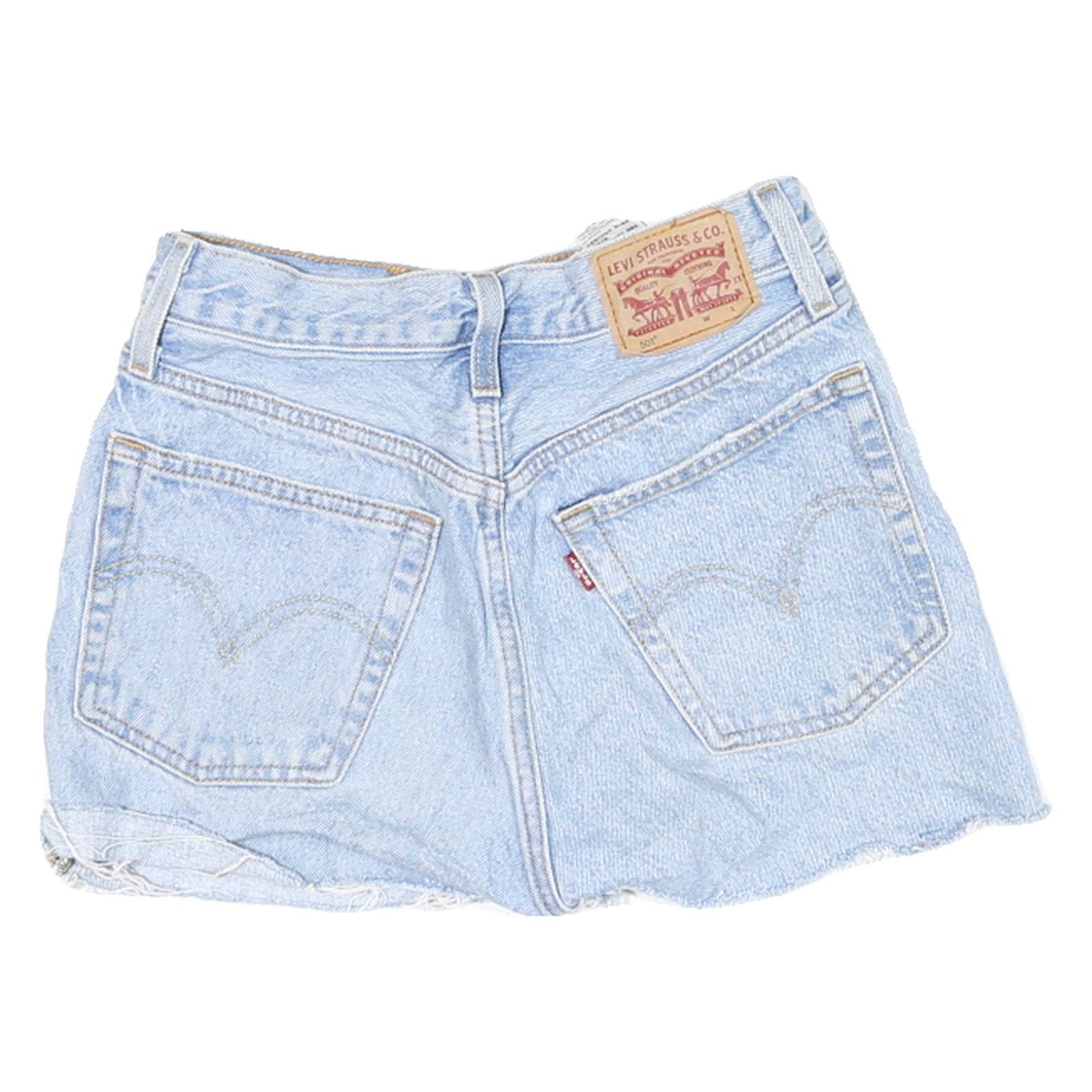 LEVI'S Womens Shorts Blue Denim S W26 Casual Cut-Off Distressed Hem