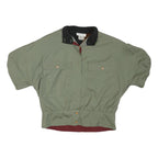JENNY Womens Green & Black Casual Button Jacket M Nylon Plain Short Sleeve