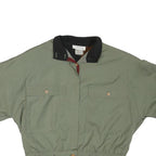 JENNY Womens Green & Black Casual Button Jacket M Nylon Plain Short Sleeve