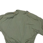 JENNY Womens Green & Black Casual Button Jacket M Nylon Plain Short Sleeve