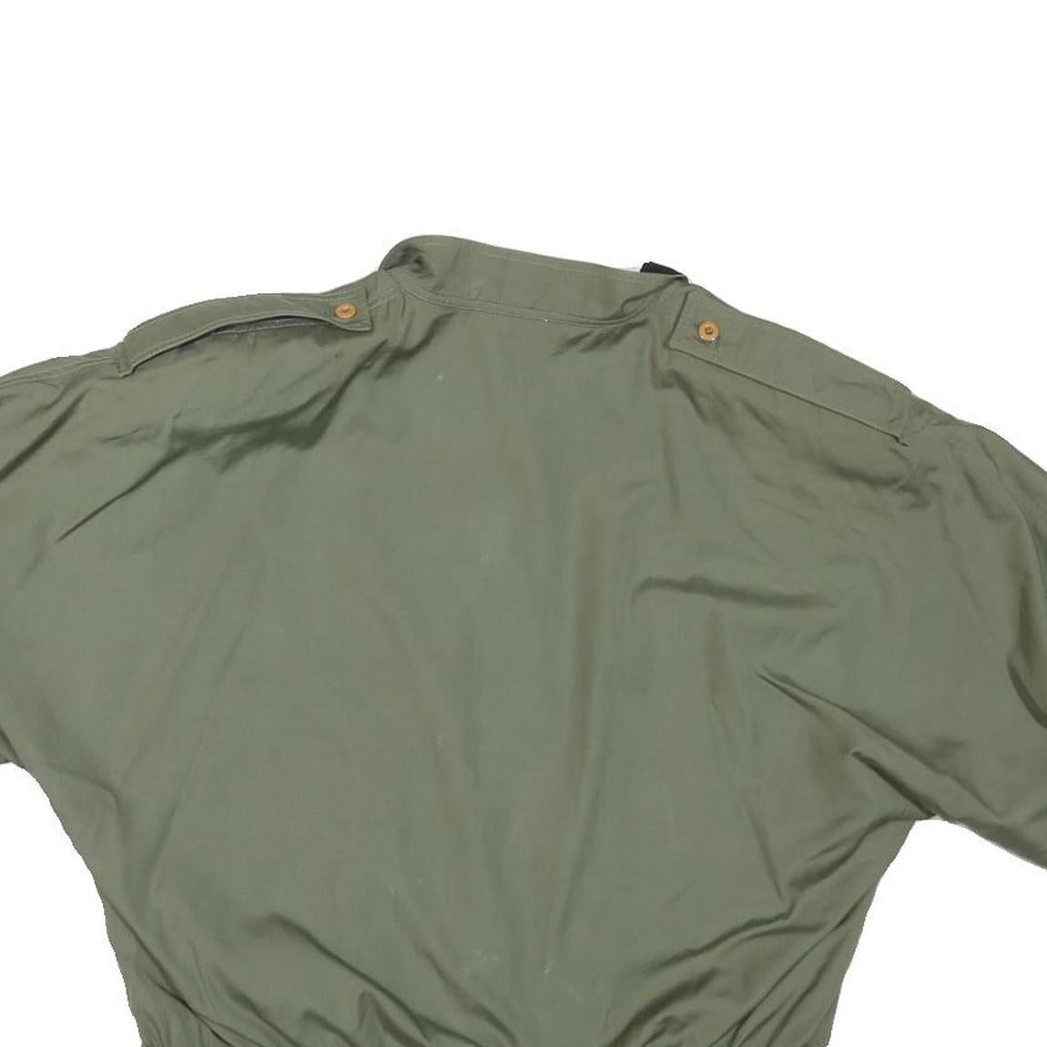 JENNY Womens Green & Black Casual Button Jacket M Nylon Plain Short Sleeve