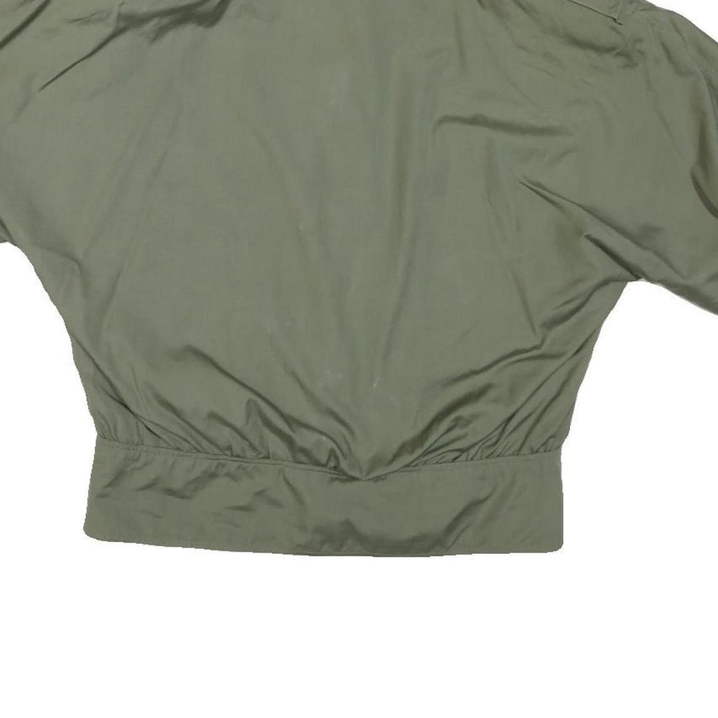 JENNY Womens Green & Black Casual Button Jacket M Nylon Plain Short Sleeve