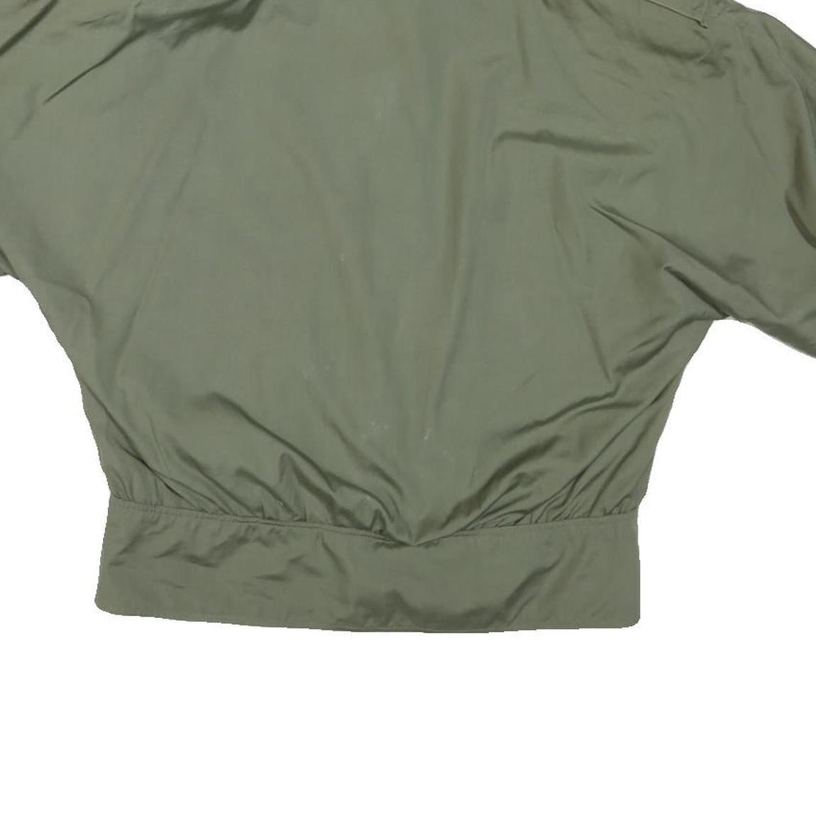 JENNY Womens Green & Black Casual Button Jacket M Nylon Plain Short Sleeve