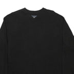 JOHN ASHFORD Mens Black Plain Cotton Blend Jumper V-Neck Basic Knit L