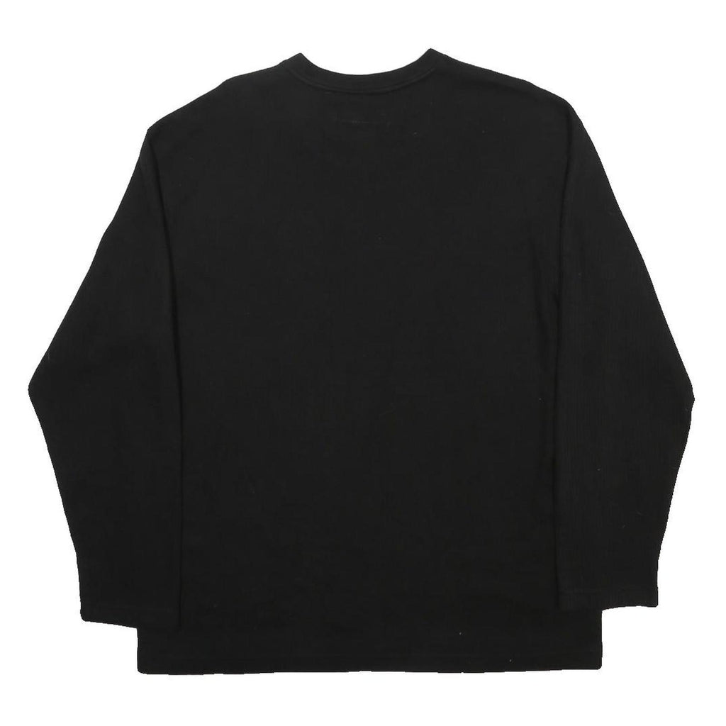 JOHN ASHFORD Mens Black Plain Cotton Blend Jumper V-Neck Basic Knit L