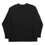 JOHN ASHFORD Mens Black Plain Cotton Blend Jumper V-Neck Basic Knit L