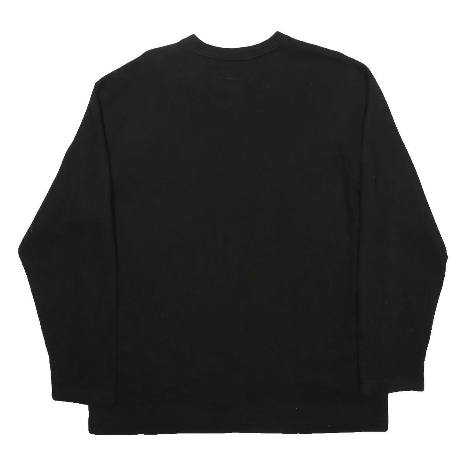 JOHN ASHFORD Mens Black Plain Cotton Blend Jumper V-Neck Basic Knit L