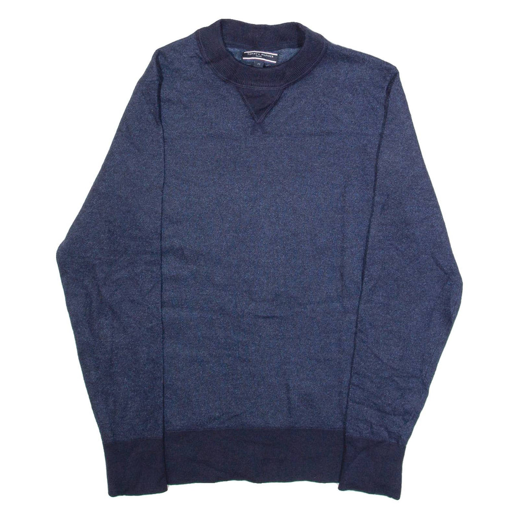 TOMMY HILFIGER Mens Jumper Blue Tight Knit Wool M