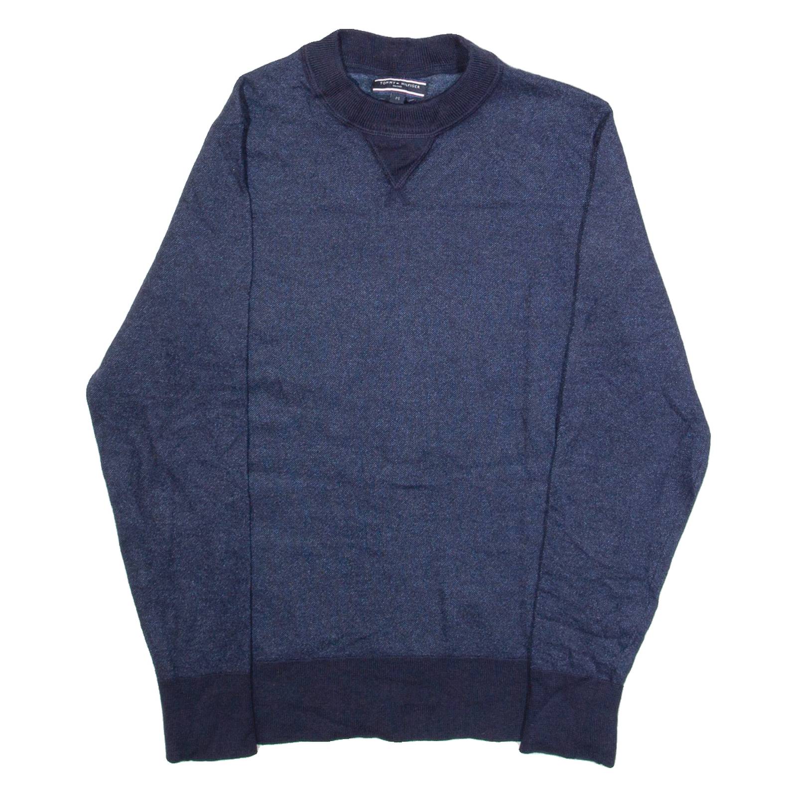 TOMMY HILFIGER Mens Jumper Blue Tight Knit Wool M