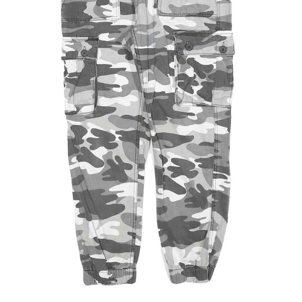 Womens Slim Fit Cotton Blend Grey Camouflage Cargo Trousers W28 L25 Zip Pockets