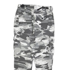 Womens Slim Fit Cotton Blend Grey Camouflage Cargo Trousers W28 L25 Zip Pockets