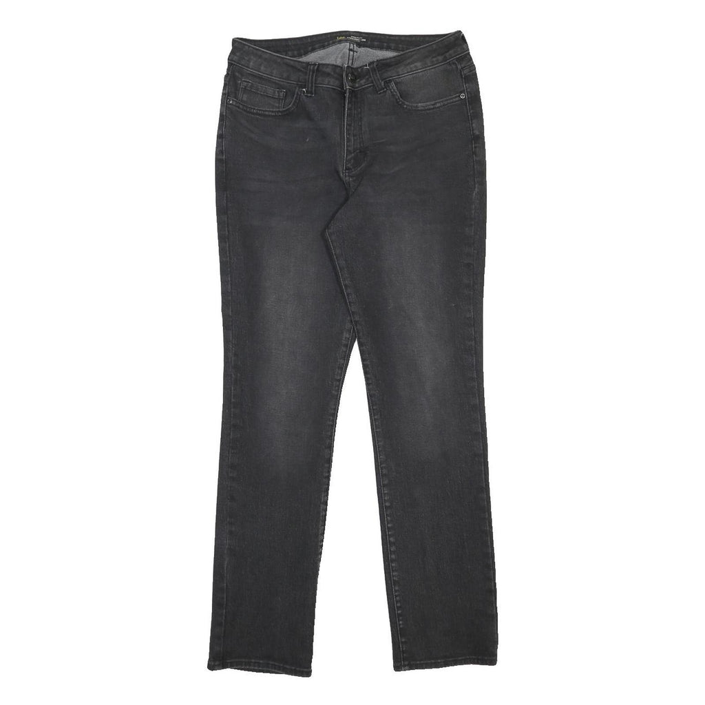 LEE Womens Slim Fit Black Denim Cotton Blend Jeans W30 L30 Zip Pocket