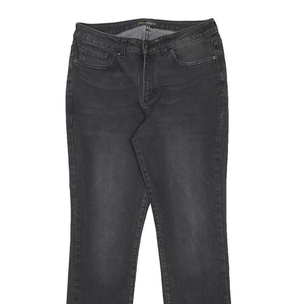 LEE Womens Slim Fit Black Denim Cotton Blend Jeans W30 L30 Zip Pocket