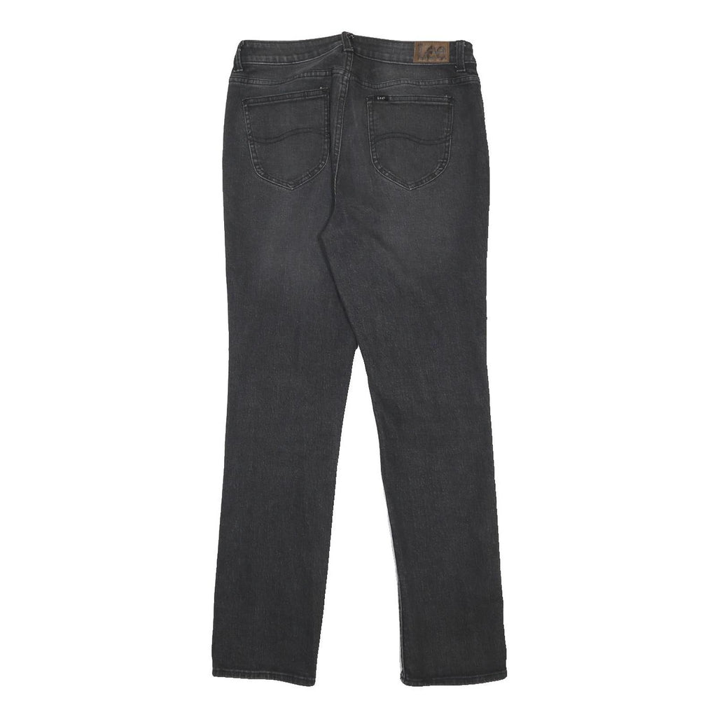 LEE Womens Slim Fit Black Denim Cotton Blend Jeans W30 L30 Zip Pocket