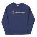 CHAMPION Womens Blue Crew Neck Sweatshirt S Cotton Blend Pullover