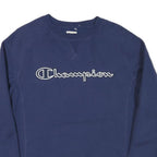 CHAMPION Womens Blue Crew Neck Sweatshirt S Cotton Blend Pullover