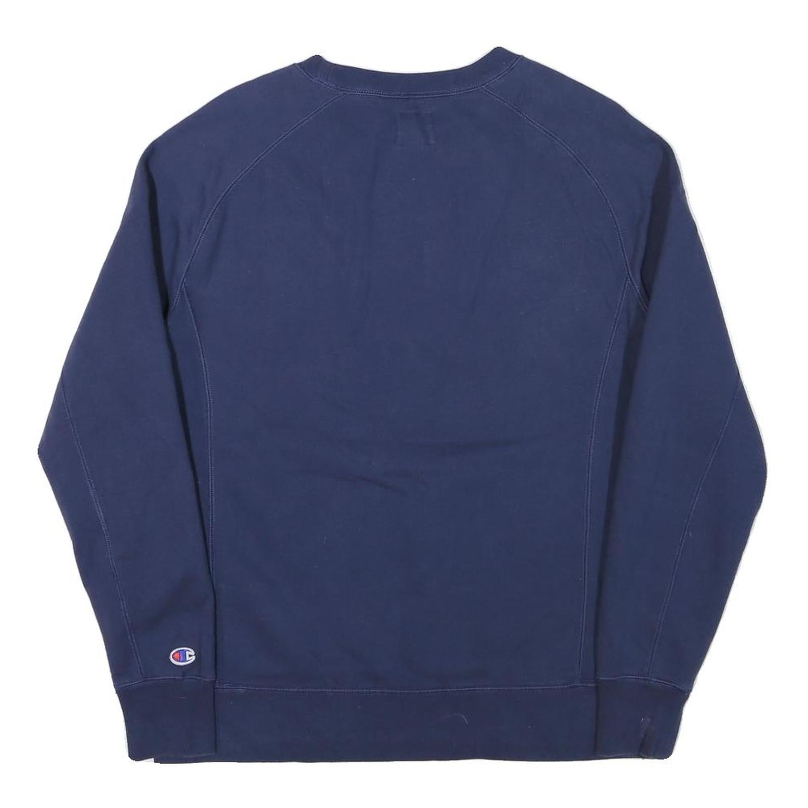 CHAMPION Womens Blue Crew Neck Sweatshirt S Cotton Blend Pullover