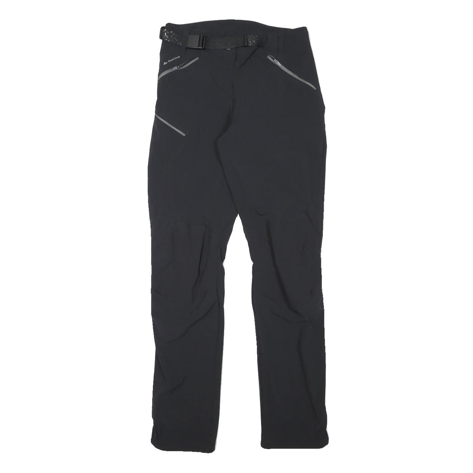 QUECHUA Womens Polyester Blend Black Regular Trousers W26 L29 Outdoor Zip