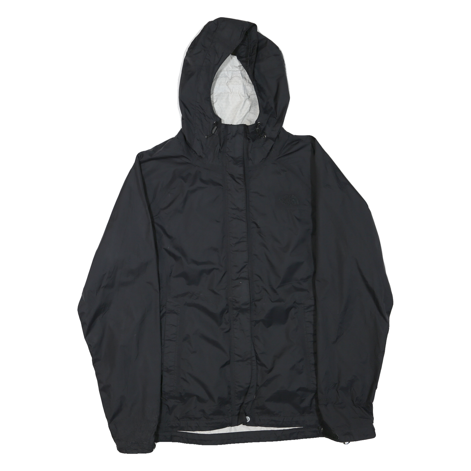 THE NORTH FACE Womens Black Outdoor Jacket L Polyester Blend Zip Hooded Plain