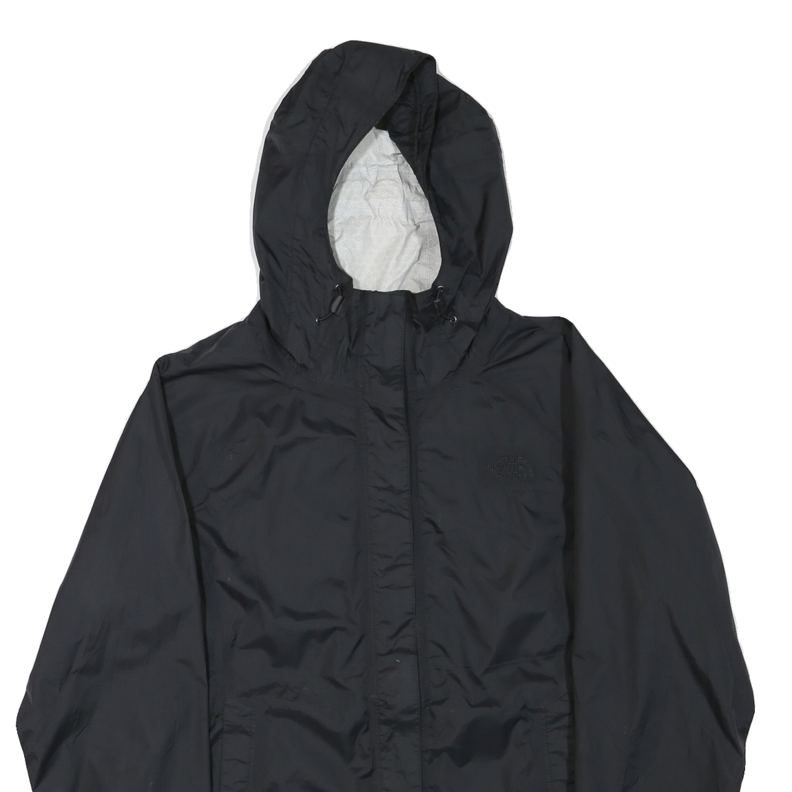 THE NORTH FACE Womens Black Outdoor Jacket L Polyester Blend Zip Hooded Plain