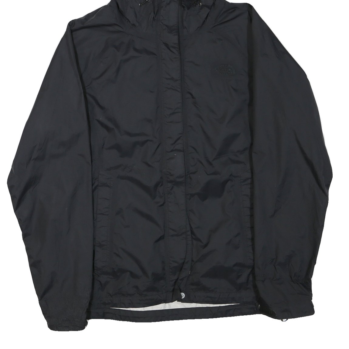 THE NORTH FACE Womens Black Outdoor Jacket L Polyester Blend Zip Hooded Plain