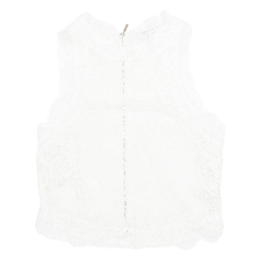 ZARA Semi Sheer Womens Top White Sleeveless Floral S