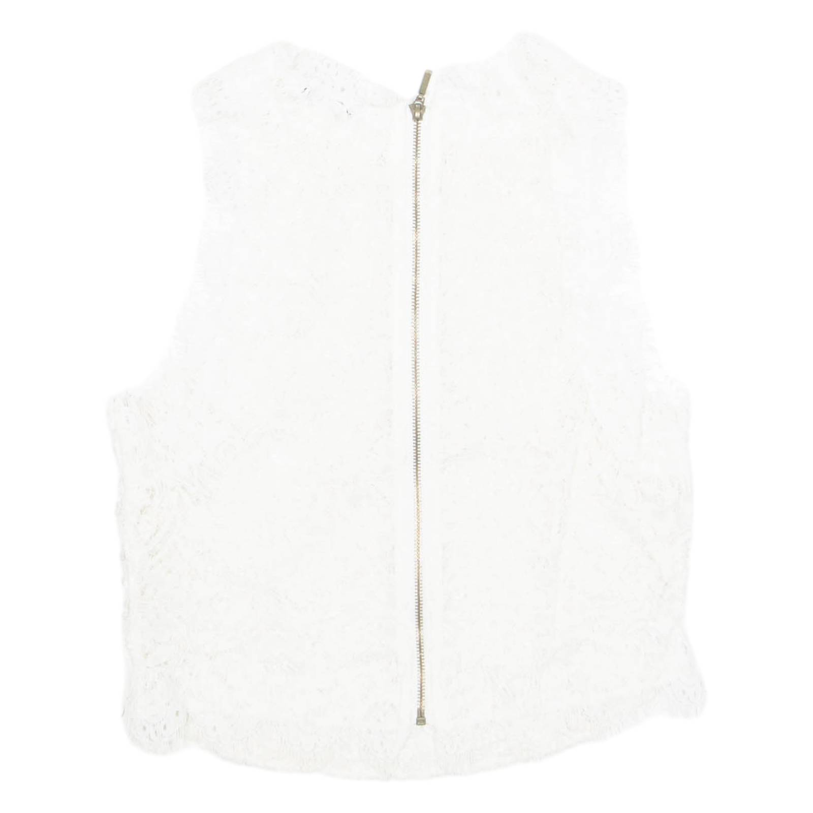 ZARA Semi Sheer Womens Top White Sleeveless Floral S