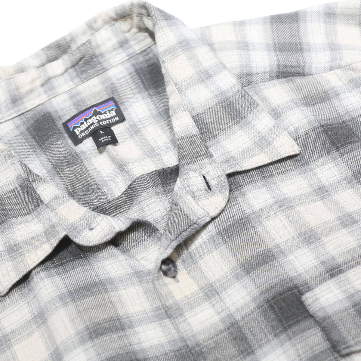 PATAGONIA Mens Grey & White Check Shirt L Long Sleeve Cotton Casual