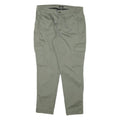 C&A Womens Cotton Blend Slim Green Cargo Trousers W34 L30 Zip Closure