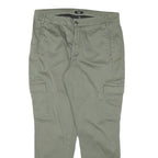 C&A Womens Cotton Blend Slim Green Cargo Trousers W34 L30 Zip Closure