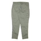 C&A Womens Cotton Blend Slim Green Cargo Trousers W34 L30 Zip Closure