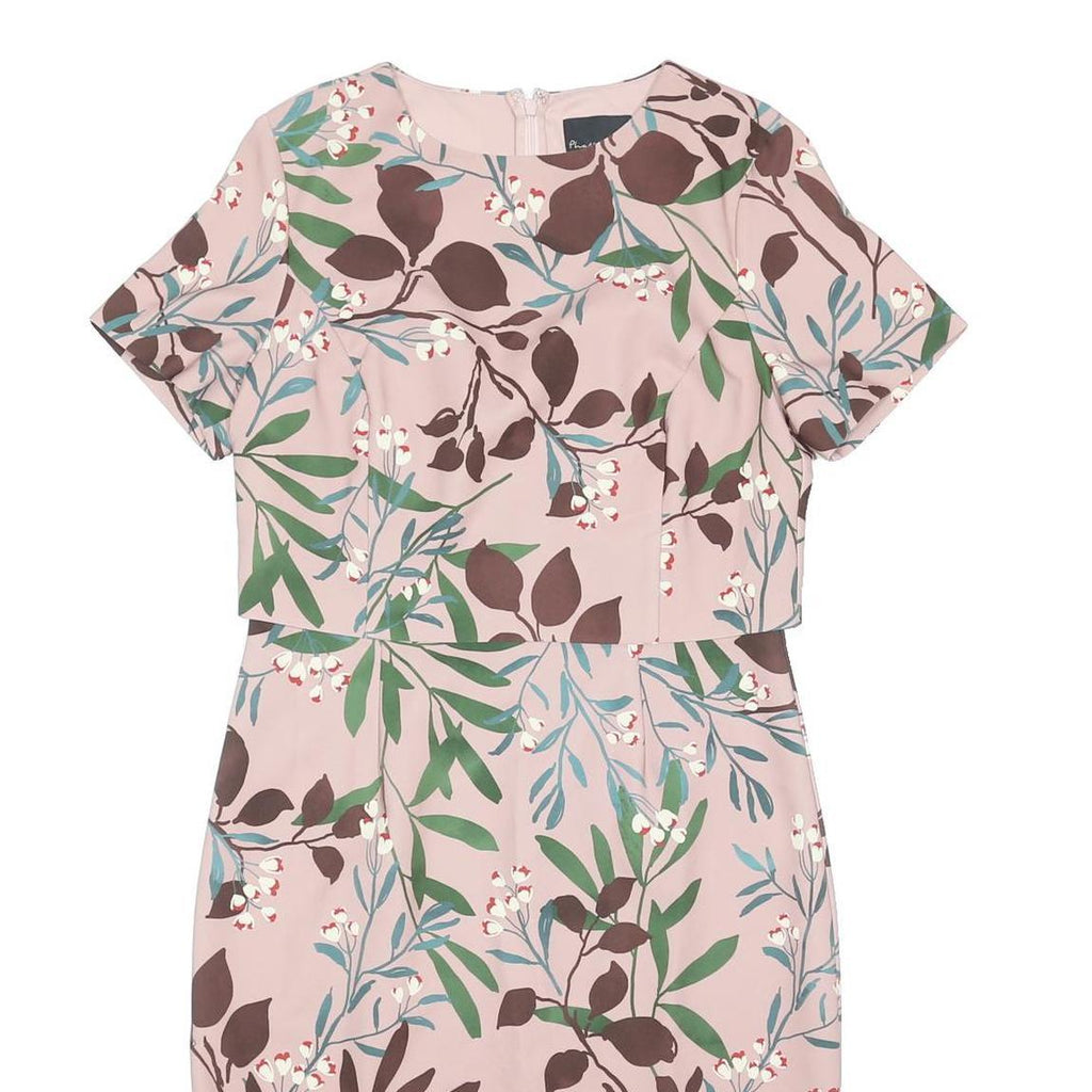 PHASE EIGHT Womens Pink Green Floral Shift Dress Polyester Blend Short Sleeve UK
