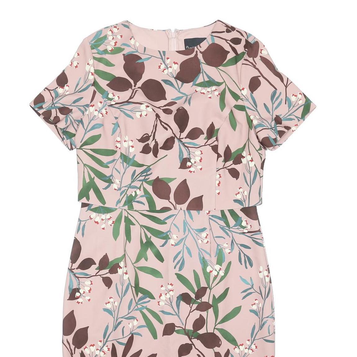 PHASE EIGHT Womens Pink Green Floral Shift Dress Polyester Blend Short Sleeve UK