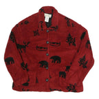 SWEET JESSIE Womens Red & Black Fleece Button Jacket M Polyester Blend Bear