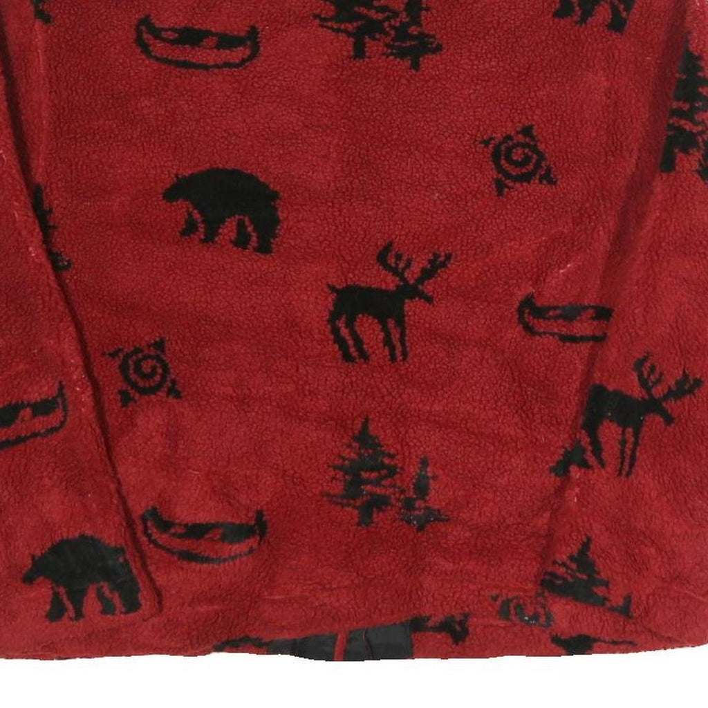 SWEET JESSIE Womens Red & Black Fleece Button Jacket M Polyester Blend Bear