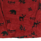 SWEET JESSIE Womens Red & Black Fleece Button Jacket M Polyester Blend Bear
