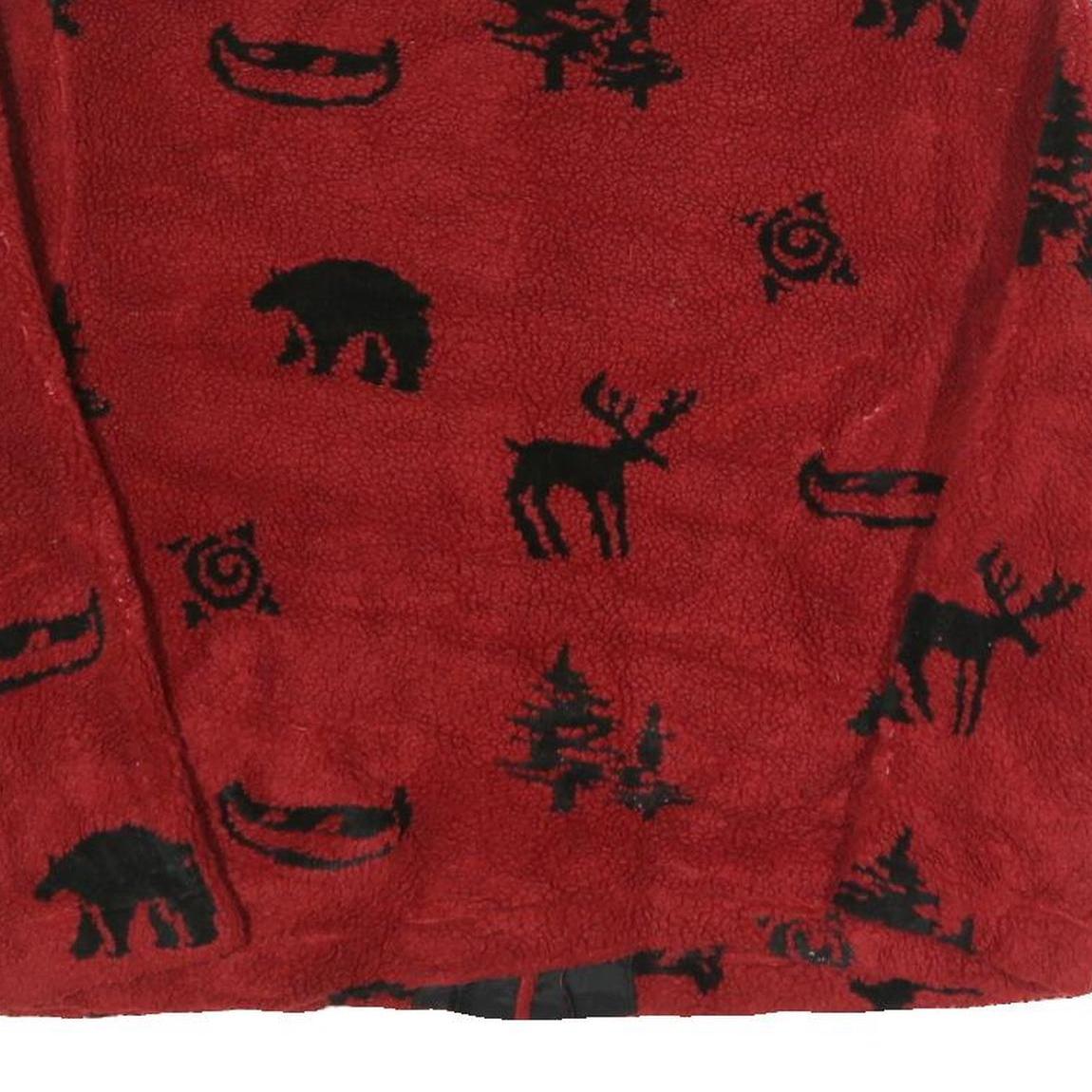 SWEET JESSIE Womens Red & Black Fleece Button Jacket M Polyester Blend Bear