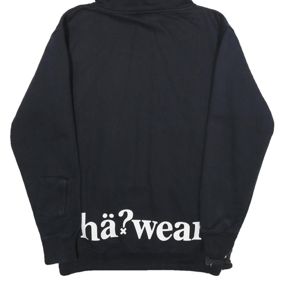 HA Mens Black Hoodie XL Cotton Blend Pullover Sweatshirt with Print