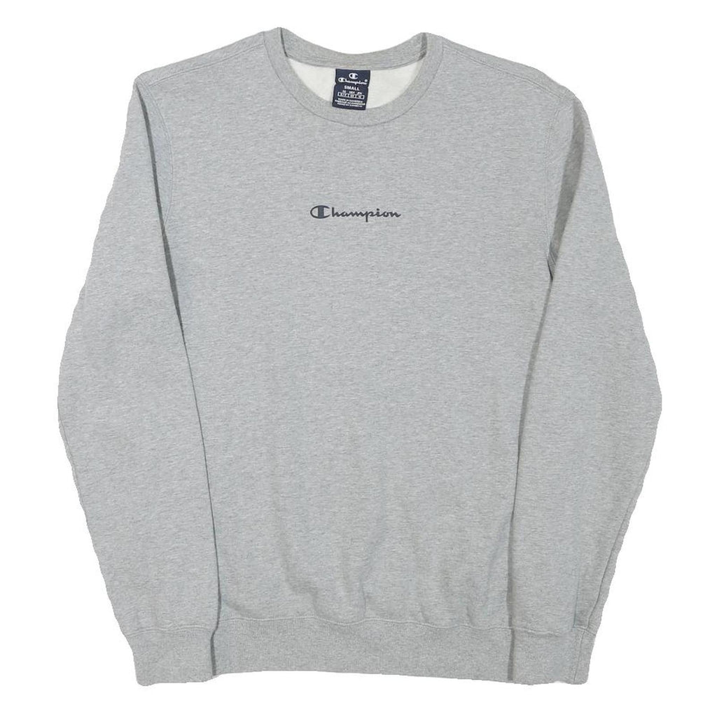 CHAMPION Mens Grey S Crew Neck Sweatshirt Cotton Blend Logo Casual