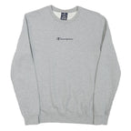 CHAMPION Mens Grey S Crew Neck Sweatshirt Cotton Blend Logo Casual