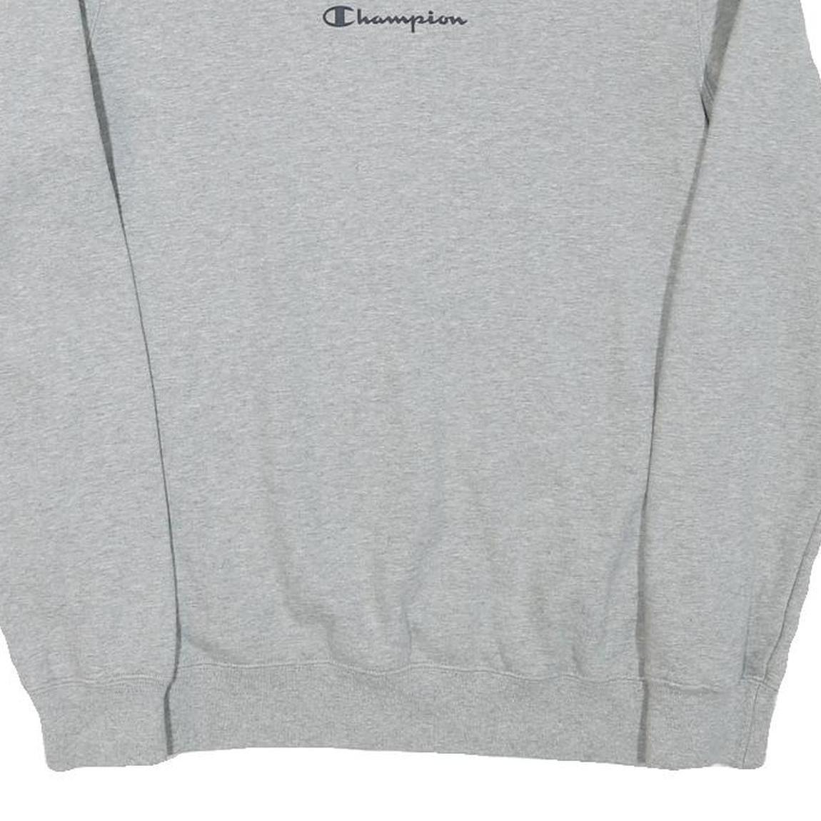 CHAMPION Mens Grey S Crew Neck Sweatshirt Cotton Blend Logo Casual