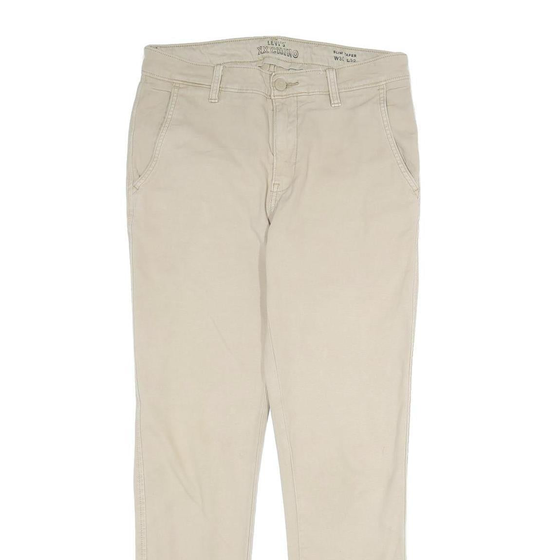 LEVI'S Mens Cotton Beige Slim Slim Tapered Trousers W30 L32 Casual Wear