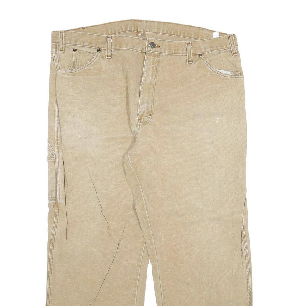 DICKIES Mens Regular Fit Beige Denim Jeans W40 L30 Workwear Zip Closure