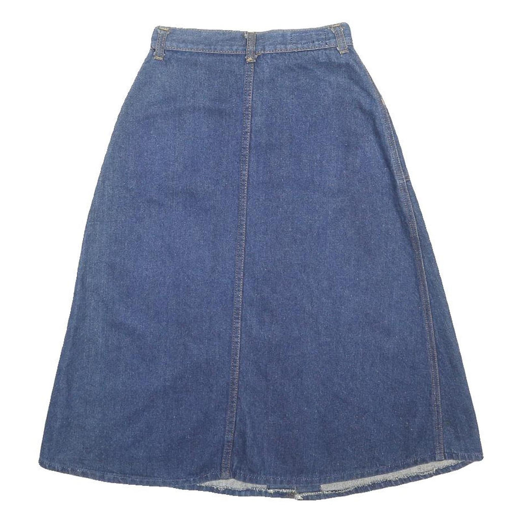 DANIK Womens Blue Denim Button Front A-Line Knee Length Cotton Skirt S